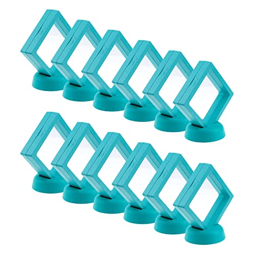Coshar 12 marcos flotantes 3D de color verde, con soportes, para monedas, joyas, piedras preciosas, coleccionables, recuerdos [2.8 x 2.8 x 0.8 pulgadas]