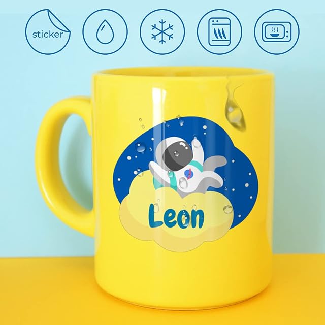 Foto 2 de 7 de Pack de 9 Pegatinas Personalizadas de Vinilo con Nombre para Niños, Etiquetas Adhesivas Impermeables