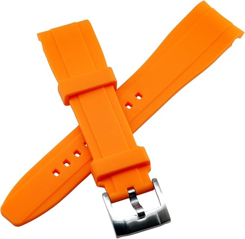 Miniatura 4 de YISIWERA Correa de reloj de goma de 0.709 in, 0.787 in y 0.866 in, hecha de silicona, universal, curvada, correa de reloj, de acero inoxidable