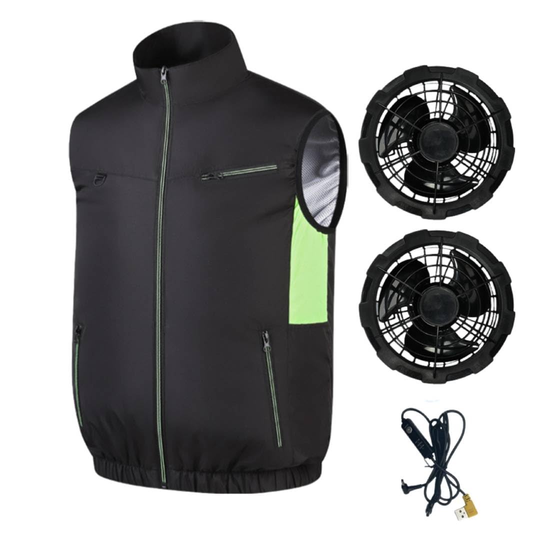 Gilet con Ventilatore Rinfrescante for Uomo e Donna – Gilet Portatile con Condizionamento d'Aria a 3 Velocità, Tessuto Traspirante a Micro-Fori, Rapida Riduzione del Calore