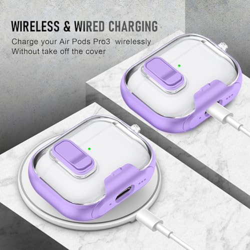 Image of for AirPods Pro 3 Case (2025) with Phone Stand & Cleaner Kit, Cute Soft Silicone Cover for AirPods Pro 3rd Genera case with Keychain for Women Men with Keychain for Airpod Pro case(2025)-Purple