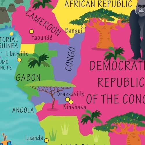 Miniatura 2 de Collins Mapa de pared infantil de África - 19.5 x 30 pulgadas - Laminado