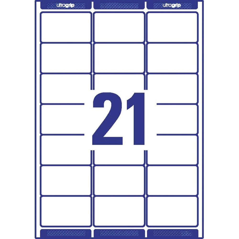 AVERY Zweckform L7160-40 Adressetiketten/Adressaufkleber (840 Etiketten mit ultragrip, 63,5x38,1mm auf A4, bedruckbar, selbstklebend, für DIN B6/C6 Briefkuverts, Papier matt) 40 Blatt, weiß