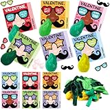 Civaner 48 Set Funny Nose Picking Valentines Day Gifts for Kids Valentine's Day Card with 48 Balloon I Pick You Mustache Glass Valentine Greeting Card Exchange for Prizes School Classroom Activity