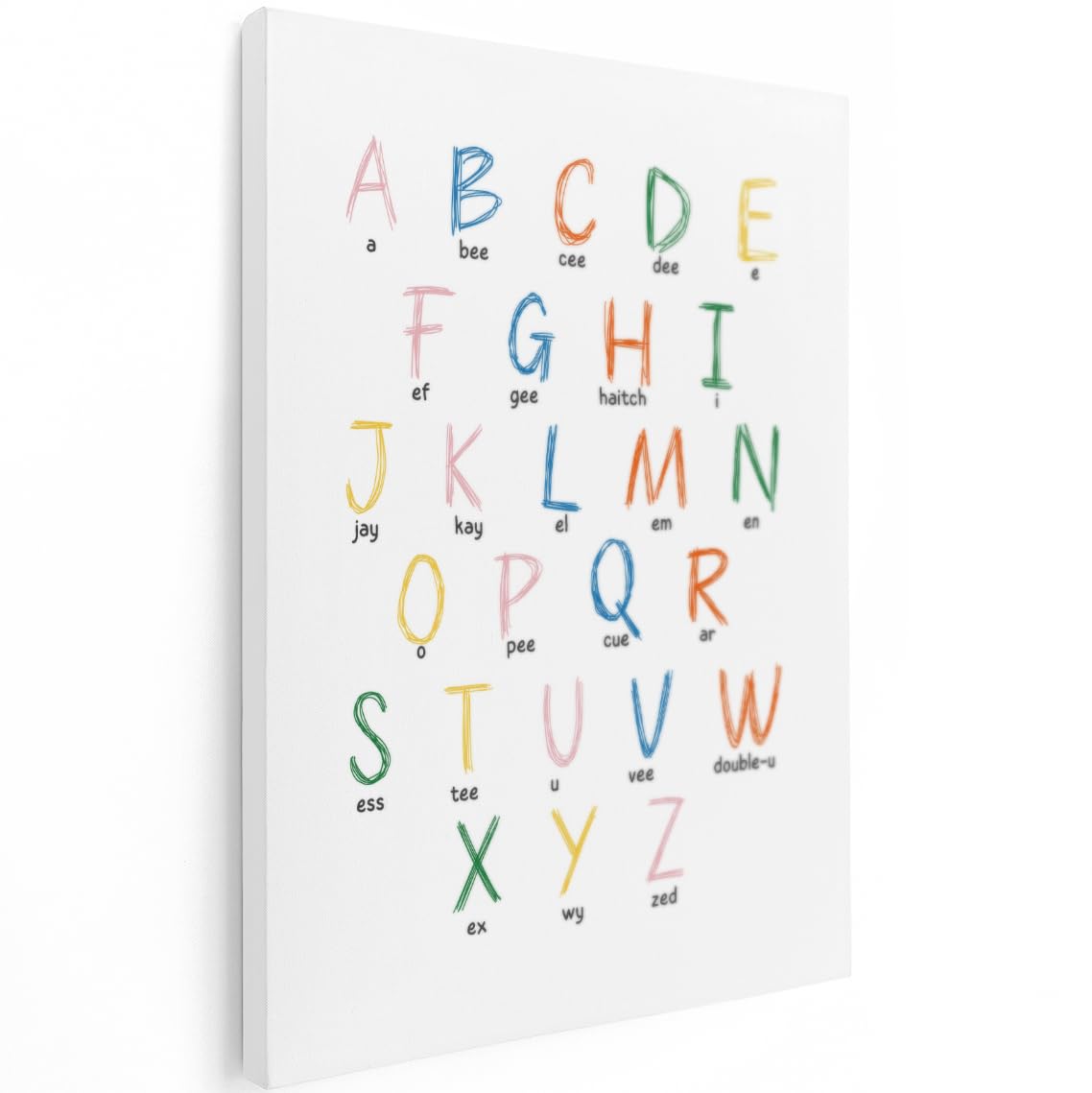 Artaza Leinwand Bilder Alphabet Kinderzimmer - 90x120 cm - Groß XXL - Wanddeko Kinderzimmer - Wandbilder Bunt - Lernposter Alphabet