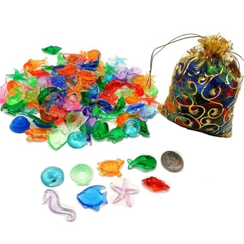 Juguete Para Piscina Con Gemas De Buceo - Juguete Para Piscin Con Gemas De Buceo | 100 Piezas De Piedras Preciosas Acrílicas De Criaturas Marinas Para Regalos De Fiestas En La Piscina, Decoraciones D