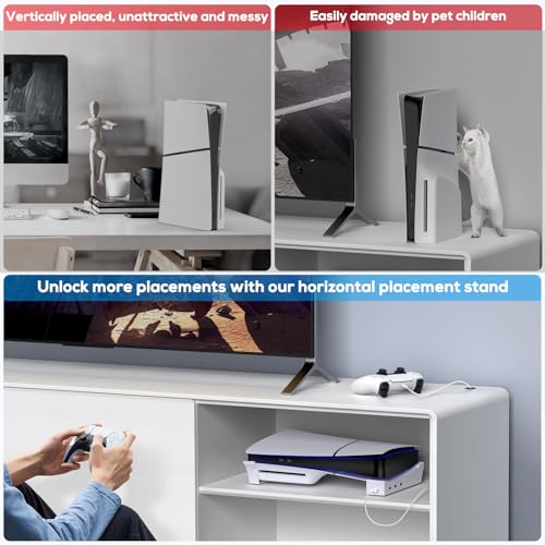 KOVA Suporte horizontal para console fino PS5 Pro/PS5 com hub USB de 4 portas, suporte de base para