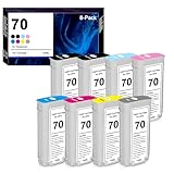 AOTMENDI 70 Ink Cartridge 130ml HP 70 Replacement for DesignJet Z5400 Z5200 Z3200 Z3100 Z2100 Printers(8-Pack,MBK/PBK/GY/C/M/Y/LC/LM)