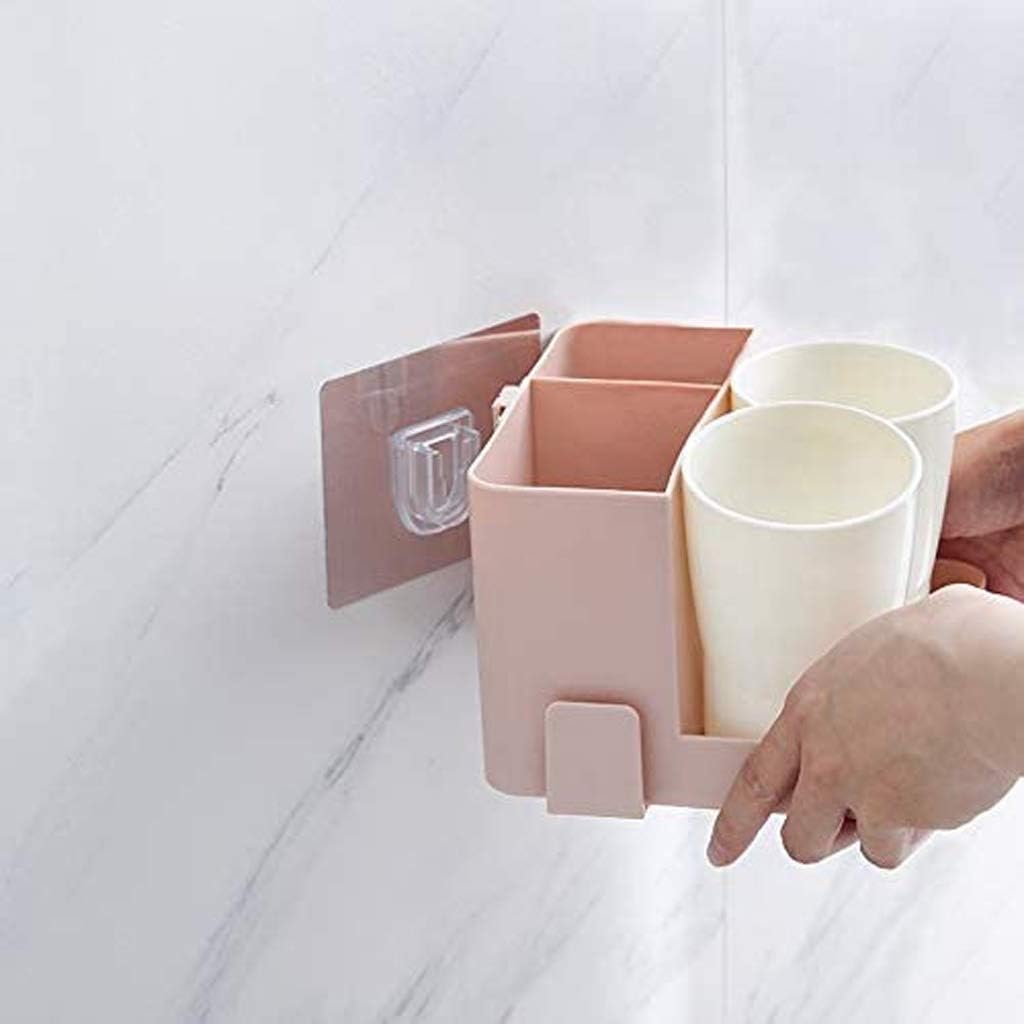 Simple Appearance Toothbrush Cup Holder, Multifunctional Plastic Toothbrush Cup Holder, Bathroom Wall Hanging Toilet Storage Tube(Black)