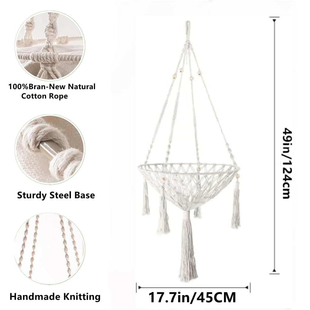 Katze Hängematte,Baumwolle Katzenschaukelbett,Hängen Fenster Hängematte Bett Stricken Hängen Katze Nester Pet Schaukel Pet Bett (Weiß, 45CM)