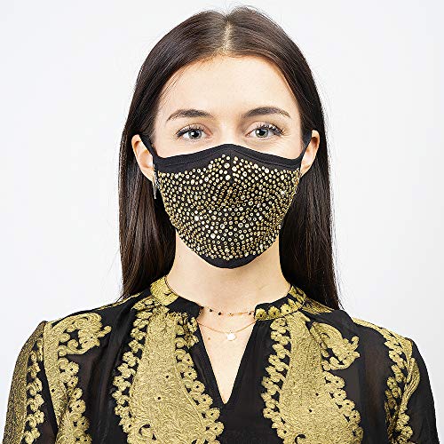 Case-Mate Safe+Mate x BRILLIANCE - Cloth Face Mask - Washable & Reusable - Rhinestones - Adult S/M - Cotton - Includes Filter - Gold - Thumbnail 7