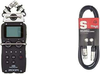 Zoom H5/UK Handy Recorder & Stagg 3M / 10ft XLR to XLR Cable, 3-Pin Male to Female, Suitable for Microphone, PA System, Audio Mixer, Studio Monitors, Audio Recording