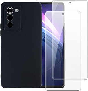 Case with 2 Pack Screen Protector Combo Compatible with Legion Halo L71091, Shockproof Cover and Tempered Glass Set for Full Body Safety(Black)