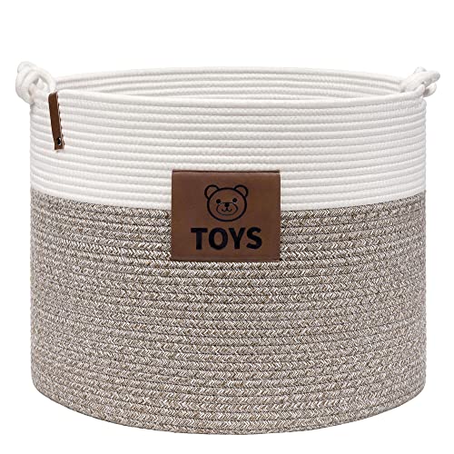 Goodpick Toy Storage Basket With Labels, 18 X 14.2 Inches, Baby Toy Storage Organizer For Clothes, Nursery Rope Basket For Kids, Woven Storage Basket For Playroom, Large Toy Bin For Gifts #TOP1