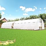 AMERLIFE Large Walk-in Tunnel Greenhouse 10×44 FT with Watering System, Heavy Duty Greenhouse with 4 Support...
