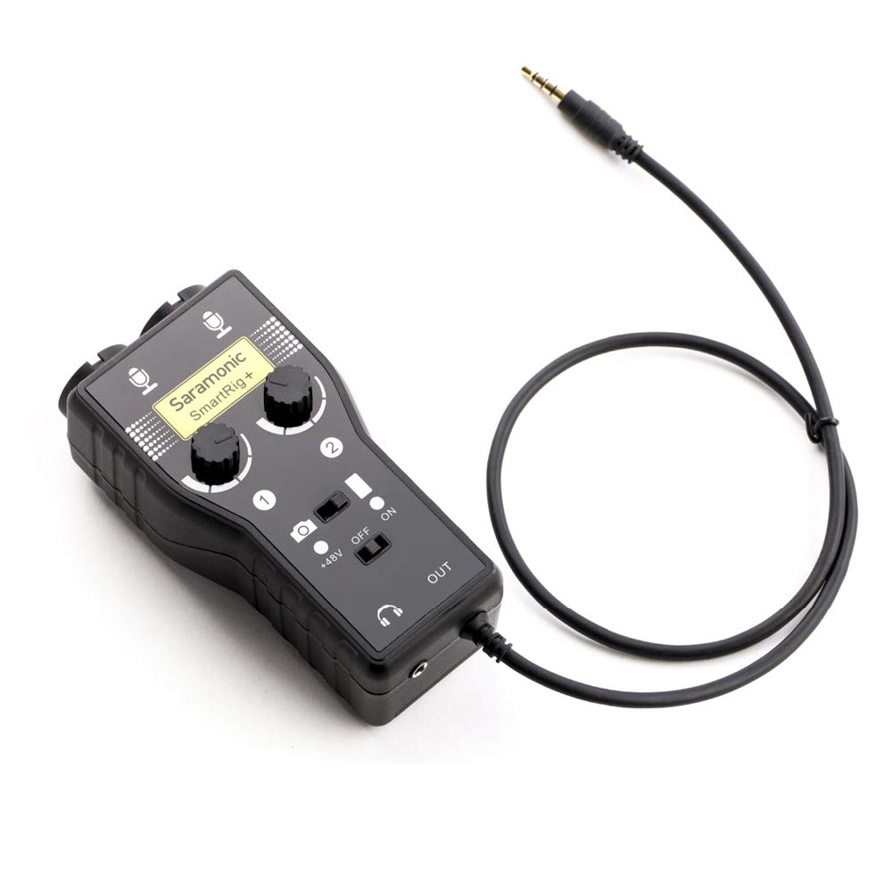 Saramonic SmartRig+ Microphone karaoké XLR / 3,5 mm à 2 canaux Mélangeur Audio Préampli et Interface de Guitare pour appareils Photo Reflex numériques Caméscope iPhoneX 8 7 et iPad Smartphone Android