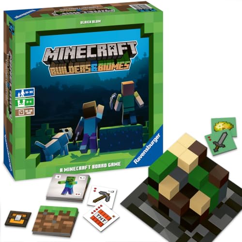 Ravensburger - Minecraft Builders & Biomes - Jeu de Société Issu du Jeu Vidéo - Stratégie - 2 à 4 Joueurs dès 10 Ans - 26132 - (Multilingue – Français Inclus)