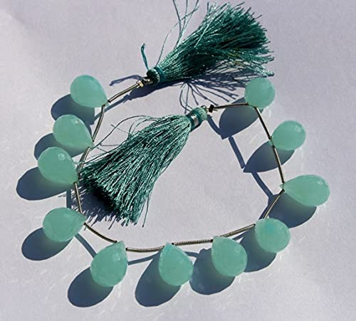 Chalcédoine Aqua briolette goutte facettée perle pierre naturelle 11x16mm création bijoux