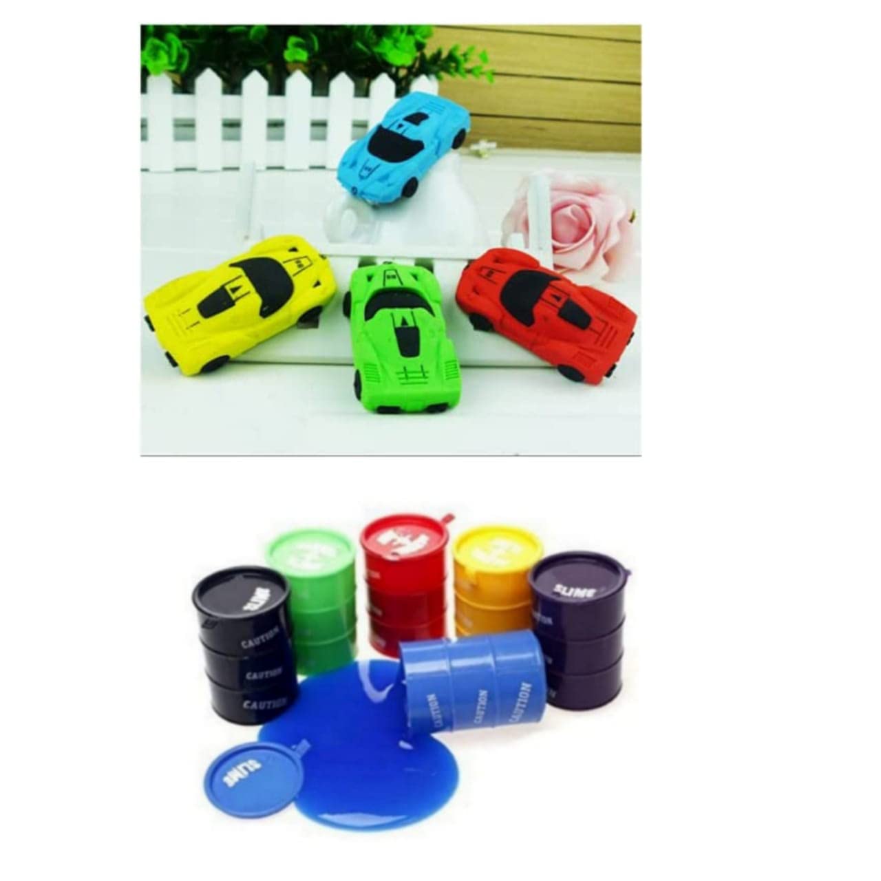 Buy IMTION ® 2 in 1 (1 Pcs Slime Jelly Toy + 3 Pcs Car Shape Eraser