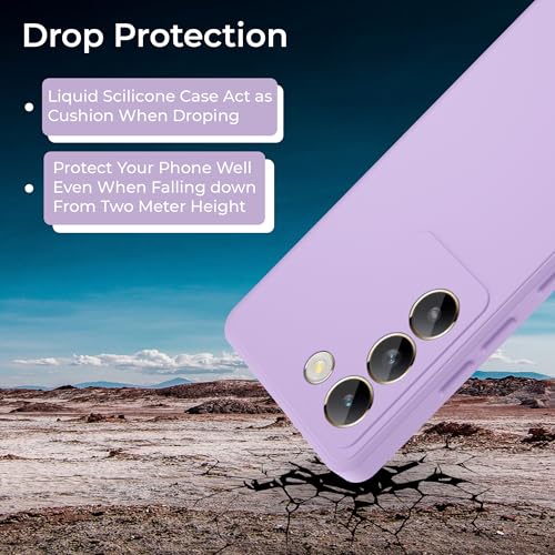 Image of A rtistque Liquid Silicone Back Cover Case for Vivo T3 5G Shockproof TPU Soft Flexible with Camera Protection - Purple