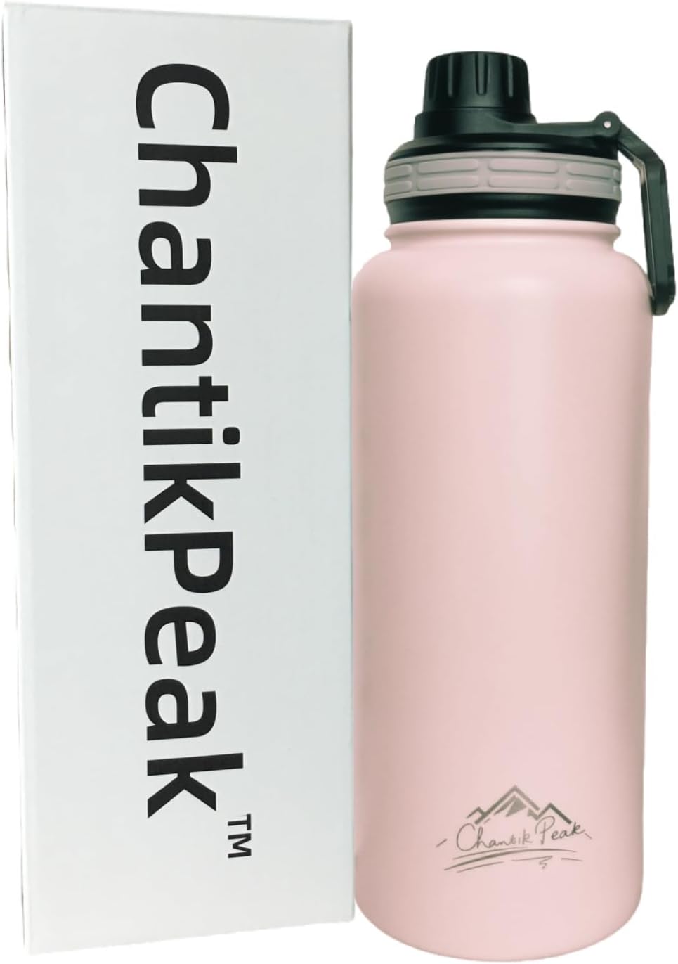 Insulated Water Bottle, 32 oz, Stainless Steel, Wide Mouth with Leak-Proof Lid, pop-up straw (Blush Petal, 32oz)