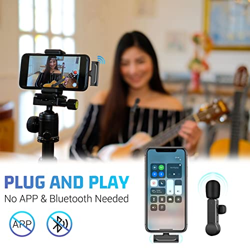Wireless Lavalier Microphone Compatible For Iphone Ipad,Plug&Play Auto-Sync Noise Canceling Wireless Clip On Microphone,Suitable For Youtube,Tiktok,Video Recording,Vloggers,Facebook Live Stream #TOP2