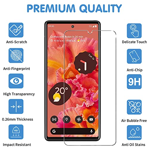 [3+3 Pack] Glass Screen Protector For Google Pixel 6 5G, 9H Tempered Glass, Ultrasonic Fingerprint Compatible,Hd Clear Case Friendly For Google Pixel 6 Glass Screen Protector #TOP1