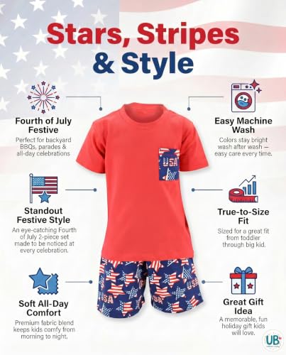 Image of Boys 2pc Shorts Set Outfit Short Sleeve Shirt with Fun Applique Print and Shorts