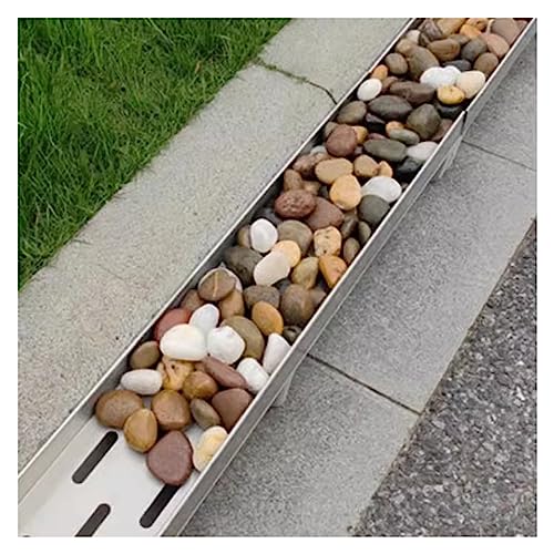 Canaletta Scolo Acqua Canale Di Drenaggio Per Marciapiedi, Cortile, Giardino, Terrazza All'aperto Canalina A Pavimento Con Profilo Profondo Di Drenaggio Per Trincee In Cemento(Size:100x17x15cm)