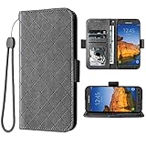 Compatible with Samsung Galaxy S7 Active Wallet Case and Wrist Strap Lanyard and Leather Flip Card Holder Cell Phone Cover for Glaxay S7Active Gaxaly S 7 7Active 7s Galaxies G891A Women Men Grey