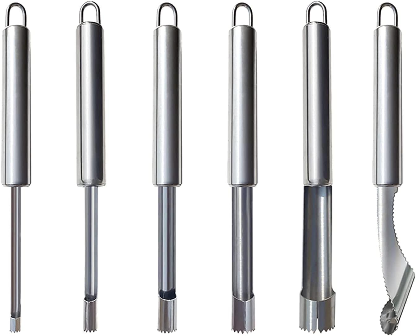 Yiasangly Fruit and Vegetable Corer Tool, Multi-Function Stainless Corer and Pitter Remover Set for Apple, Pear, Cherry, Jujube, Red Dates, Berry, Chili, Jalapeno Pepper, Tomato, potato - 6 Pieces