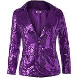dressforfun 900995 Damen Pailletten Blazer, Langarm Glitzer Jackett, lila - Diverse Größen - (M | Nr. 303882)