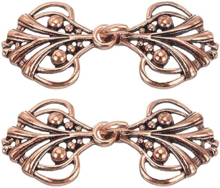 QUARKZMAN Cape-klemmen, paar haken en ogen om te naaien, vintage sluitingen in cape-vorm, vest, truikraag, Brons, 63 x 28mm