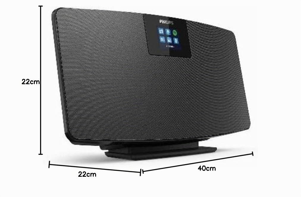 Radio-Internet Philips M2805, Radio Dab + (WiFi, Bluetooth, Spotify Connect, Fonction Alarme, Son stéréo, écran TFT, Forme Fine), Noir