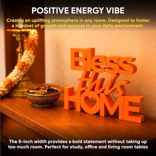 Image of Mad Masters Bless This Home Vastu Desk Decor - Aesthetic Table, Shelf & Wall Showpiece for Home Office, Business. Blessing & Friendly Gifting, Burnt Orange (20.3 x 16 x 2.5 cm)