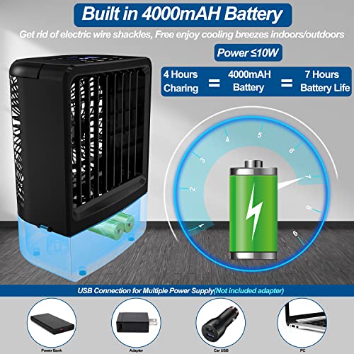 Portable Air Conditioners Ac - Mini Air Conditioner, Personal Air Conditioner, 4000Mah Battery For Camping, Car, With Remote Control Night Light & Timing #TOP1