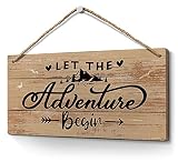 Heuhuww Let the Adventure Begin Sign 6&rdquo;x12&rdquo;Nursery Kids Room Decor,Adventure Signs for Cabin Camping Camper,Gifts for Baby Shower,Graduation Retirement Birthday Party Decoration