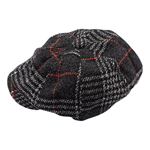 Image of The Tie Hub Wool Flat Cap for Men & Women | Adjustable Vintage Newsboy Gatsby Hat for Casual, Travel, Outdoor | Free Size Herringbone Ivy Style Cap