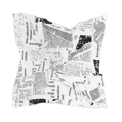 Vintage Newspaper Silk Head Scarf for Women 23.6