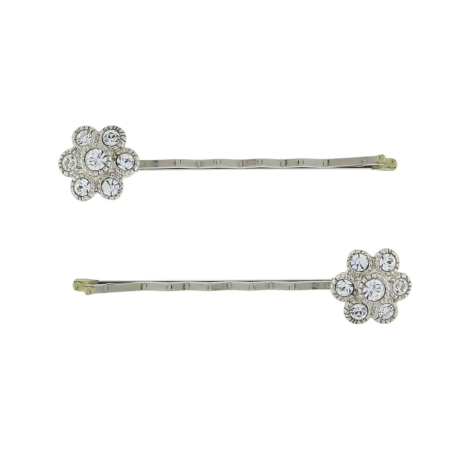 1928 Jewelry Women's Clear Crystal Flower Hair Bobby Pin Set
