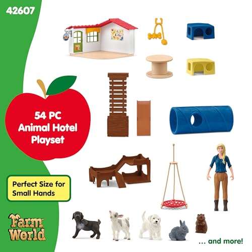 Image of Schleich Farm World - 35Pc Pet Hotel Playset - Kids Ages 3+ | 42607 | Farm Animal Figurine, Realistic Animal Toys, Barn Toy for Kids 3+, Screen-Free Imaginative Pretend Play, Montessori