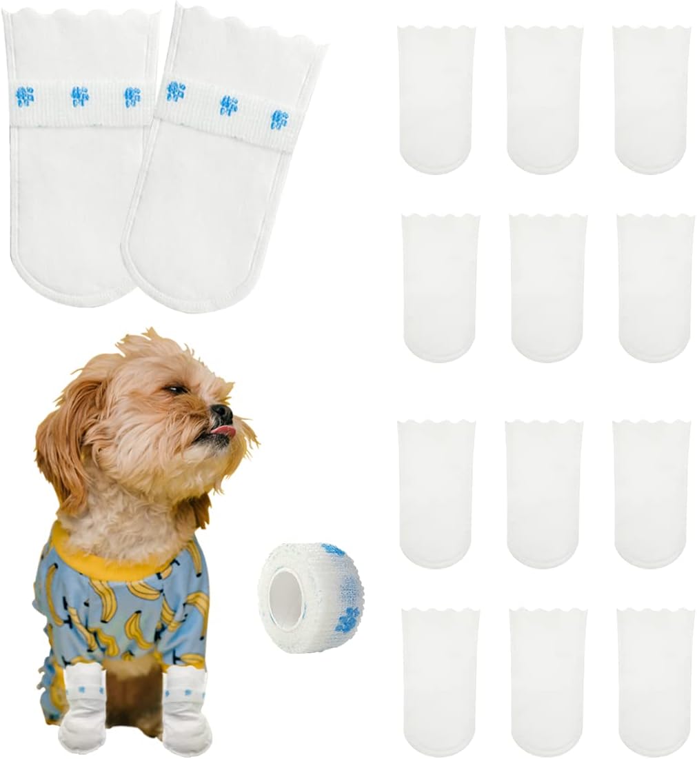 12PCS Disposable Canine Booties,Waterproof Small and Medium Canine Rain Boots,Disposable Canine Boots with Adjustable Straps,Appropriate for Defending The Paws of Canine