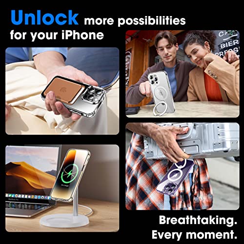 Casekoo Magnetic Clear For Iphone 14 Plus Phone Case With Invisible Stand [Never Yellow] [Compatible With Magsafe] Protective Shockproof Slim Transparent Phone Cases For Women Men 6.7 Inch 2022, Clear #TOP1