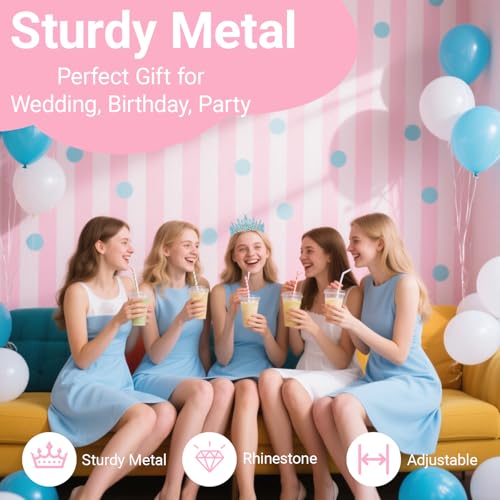 Tiara Crown for Women, Headband Hair Accessories for Birthday Wedding Party Costume (D-Blue)
