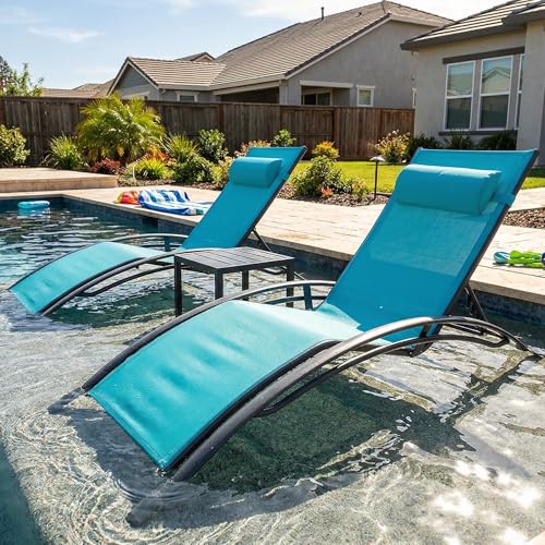 PURPLE LEAF Patio Oversized Chaise Lounge Chair Set with Side