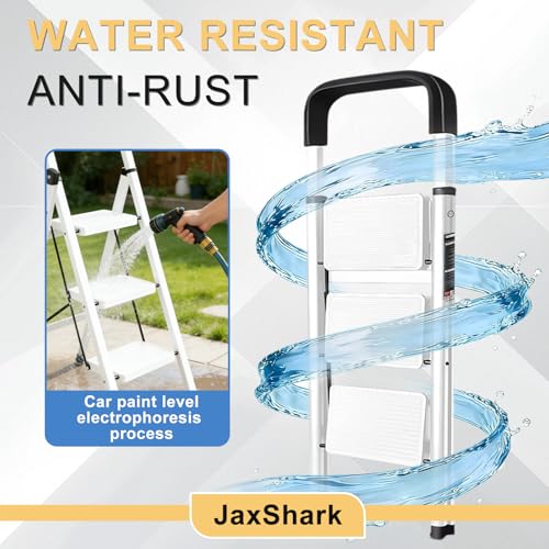 JaxShark 3 Step Ladder Folding Step Stool with Handrail by JaxShark - Used condition - Image 4