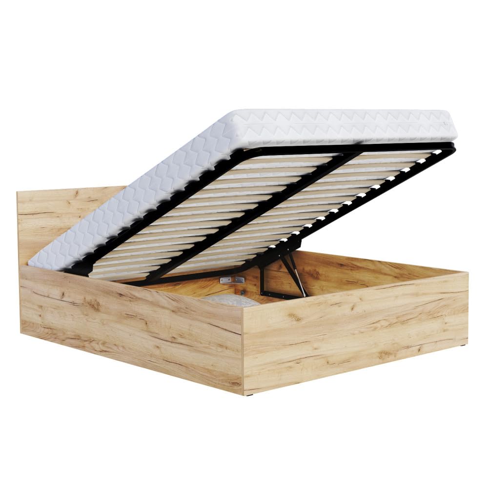 Lit Panama 120x200 + coffre - Sommier inclus Chêne