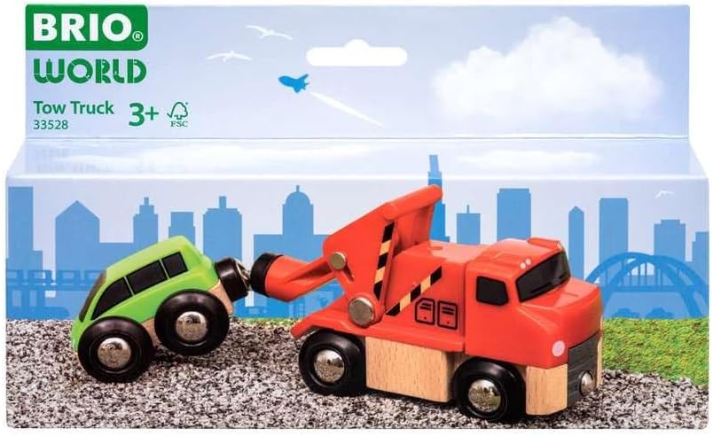 BRIO World 33528 - Reliable Tow Truck - Wooden Toy Train Accessory for Kids Aged 3+ | Magnetic Coupling | Compatible with Other Railway Toys | FSC-Certified Beech Wood image 2