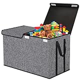 VERONLY Large Toy Box Chest for Boys Girls - Kids Toy Storage Organizer Bins with Double Flip-Top Li