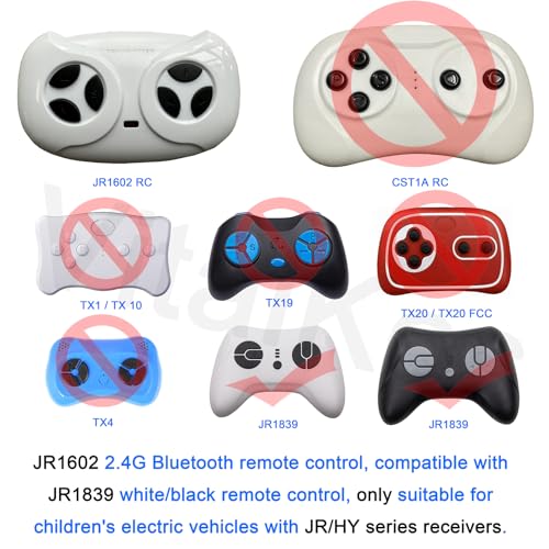 JR1602 FCC 2.4G Bluetooth Remote Control Remote for Ride On Car Controller Transmitter Accessories for Kids Electric Ride On SUV Toy Matched JR Series Control Box Receiver - Thumbnail 5